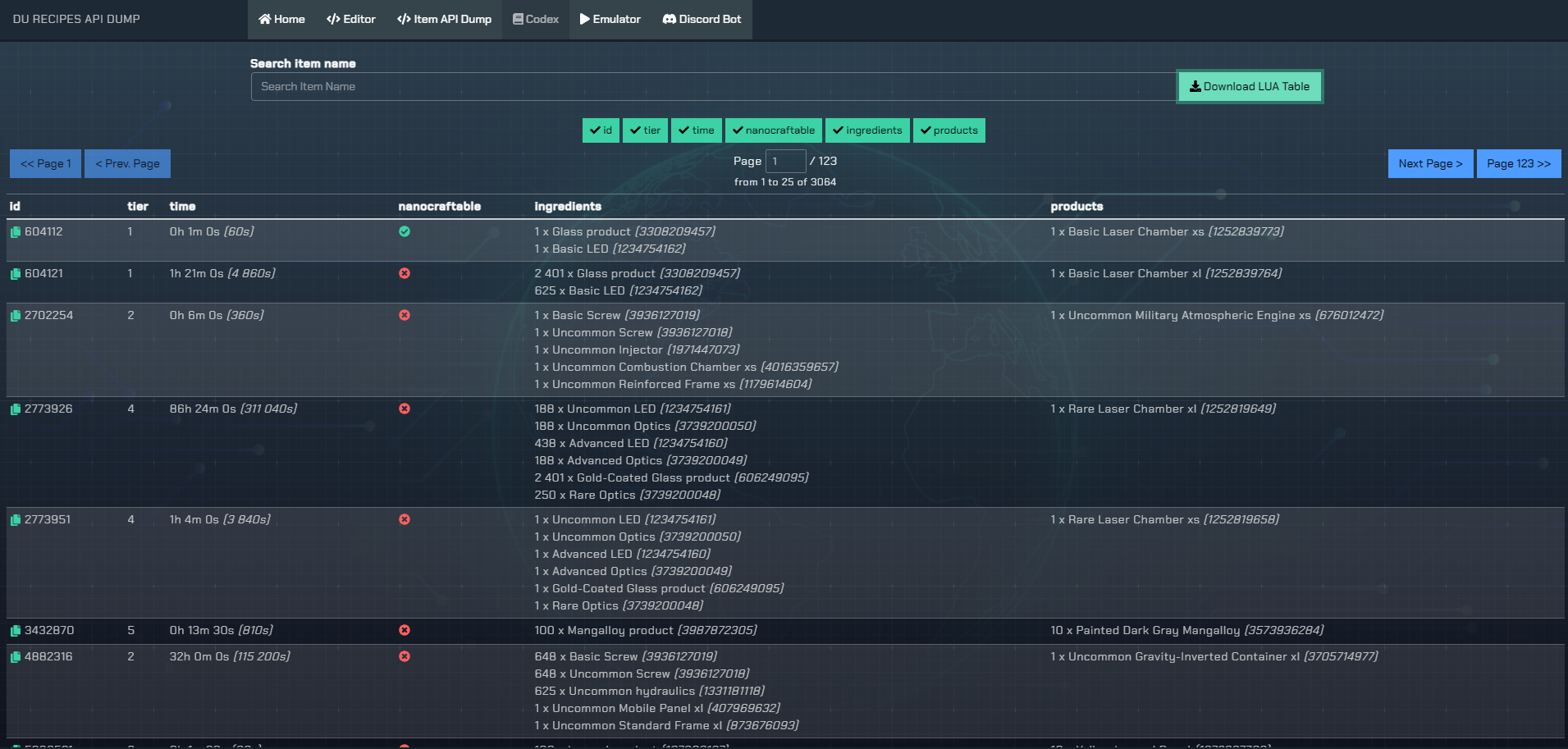 Tools for LUA in Dual Universe